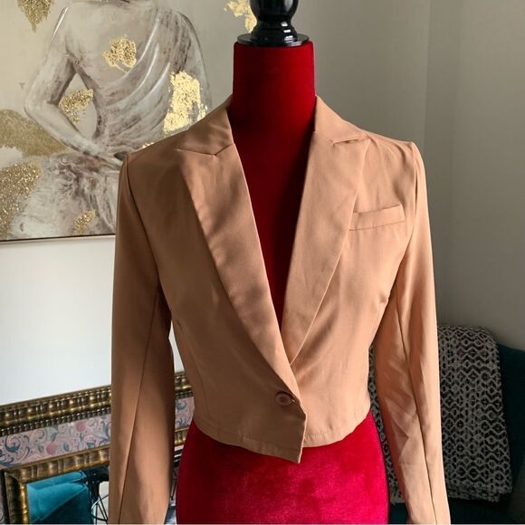 PLT TAN CROP BLAZER - Picture 8 of 9